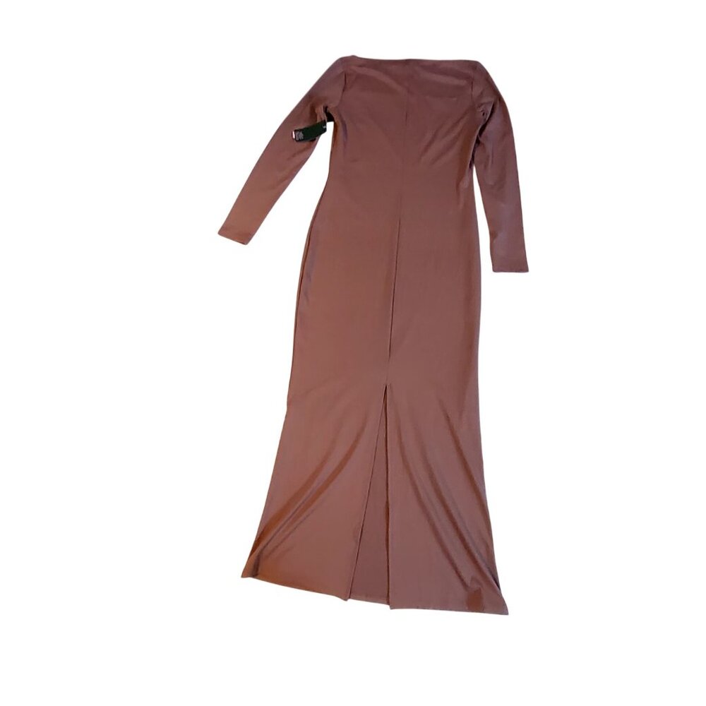 Wild Fable Long Sleeve Bodycon Maxi Dress In Brown With Back Slit detail Size M - Picture 11 of 13